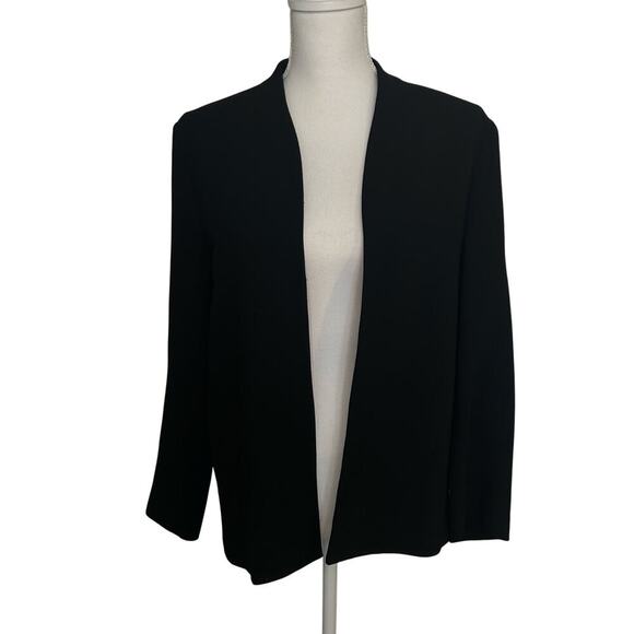 Eileen Fisher black wool blend open blazer with pockets size M - Picture 1 of 10